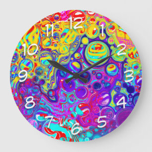 Modern Abstract Digital Fluid  Large Clock