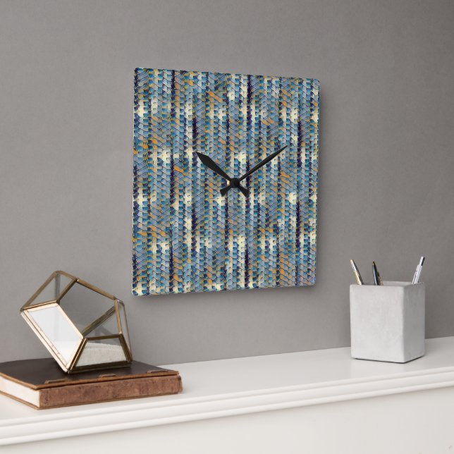 Modern abstract digital pattern design 1230 square wall clock (Office)