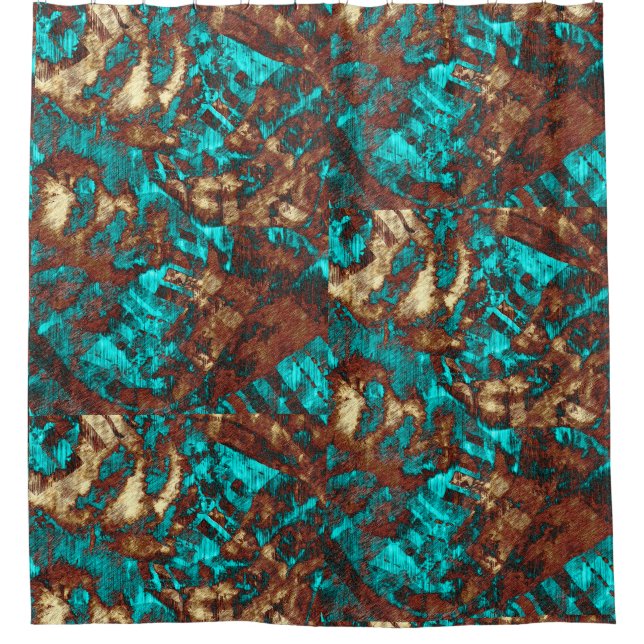 Modern Abstract Distressed Turquoise Brown Tan (Front)