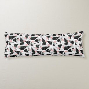 Modern Abstract  Dots and Pink Flowers Body Pillow