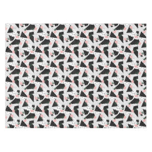 Modern Abstract  Dots and Pink Flowers Tablecloth