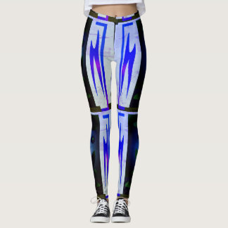 MODERN abstract draw in-black-blue-mosaic Leggings