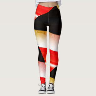 MODERN abstract draw in-black-white-red-yellow Leggings