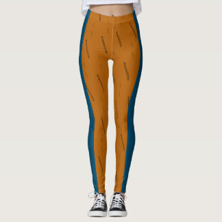 MODERN abstract draw in-  blue black orange Leggings