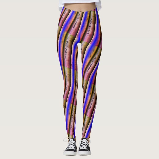 MODERN abstract draw in-blue-pink Leggings (Front)