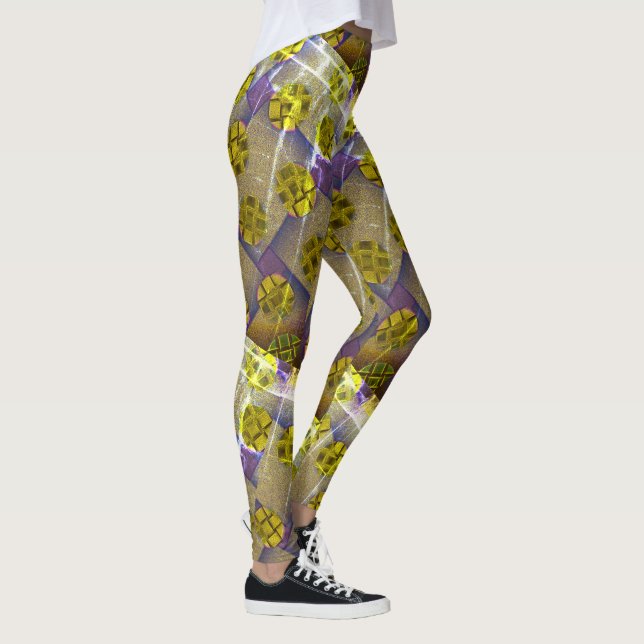 MODERN abstract draw in-brown-deep yellow-light Leggings (Right)