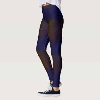 MODERN abstract draw in-deep-blue-brown-mosaic  Leggings