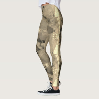 MODERN abstract draw in-light-brown-gold-black -  Leggings