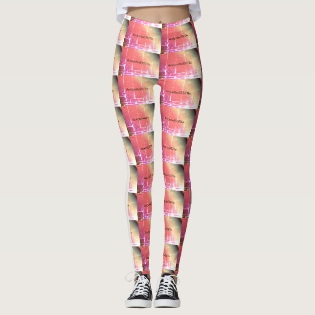 MODERN abstract draw in-white light red Leggings (Front)