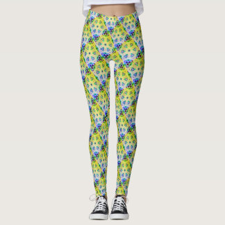 MODERN abstract drawing in-blue-lightyellow-mosaic Leggings