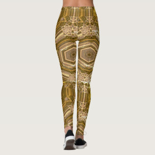 MODERN abstract drawing in-brown-yellow-mosaic Leggings