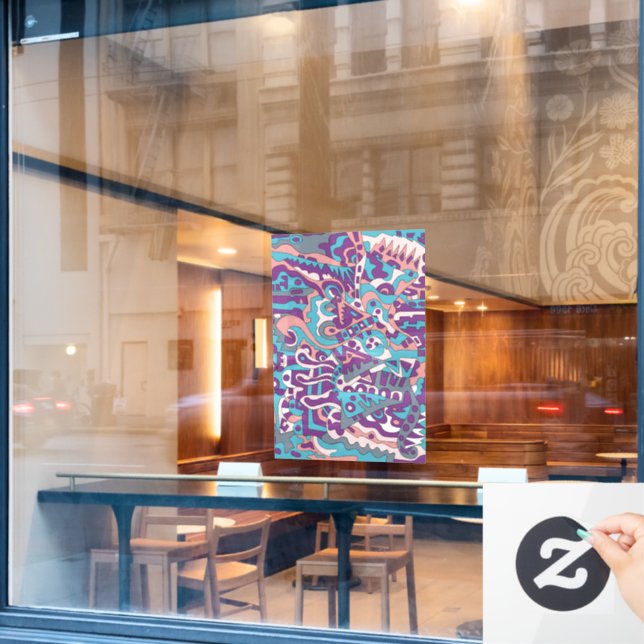 Modern abstract drawing window cling (Cafe Window)