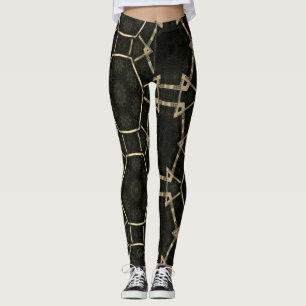 MODERN abstract drawings in-black-gold-mosaic Leggings