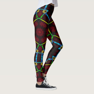 MODERN abstract drawings in-black-red-blue-mosaic Leggings