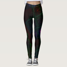 MODERN abstract drawings in olive mosaic  Leggings