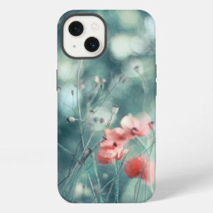 Modern Abstract Dreamy Poppies on Teal iPhone 13 Case