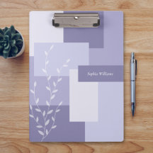 Modern Abstract Dusty Purple White Leaf Clipboard
