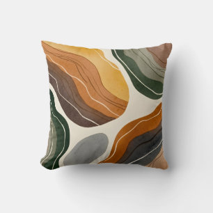 Modern Abstract Earth Tone Throw Pillow