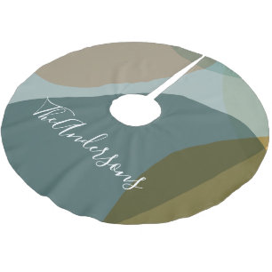 Modern Abstract Earthy Green Taupe Personalized Brushed Polyester Tree Skirt
