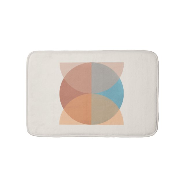 Modern Abstract Earthy Tones Geometric Watercolor Bath Mat (Front)