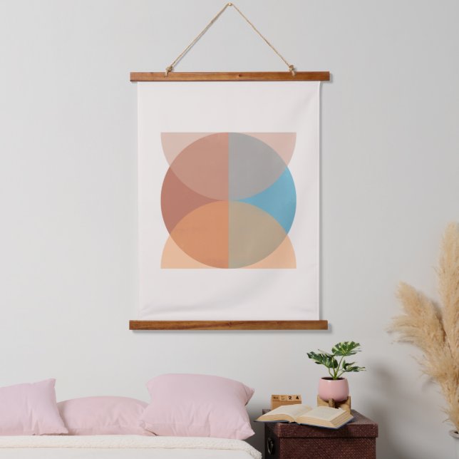 Modern Abstract Earthy Tones Geometric Watercolor  Hanging Tapestry (Bedroom)
