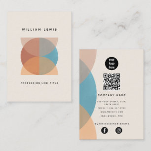 Modern Abstract Earthy Tones QR Code Social Media Business Card