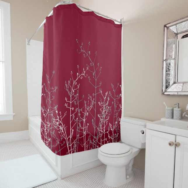 Modern Abstract Elegant Burgundy Flowers  (In Situ)