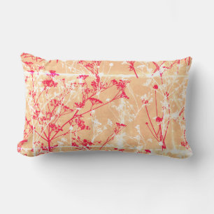 Modern Abstract Elegant Wildflowers Orange  Lumbar Pillow