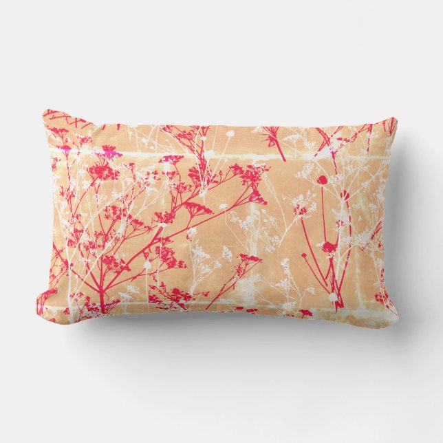 Modern Abstract Elegant Wildflowers Orange  Lumbar Pillow (Front)