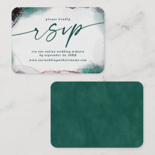 Modern Abstract Emerald Wedding Website RSVP Enclosure Card