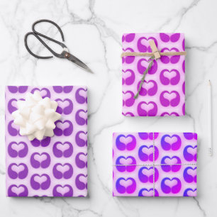 Modern Abstract Enveloped Heart Art Pattern Wrapping Paper Sheet