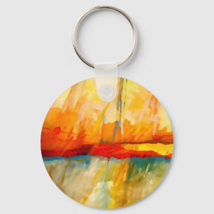 Modern Abstract Expressionist Painting Keychain