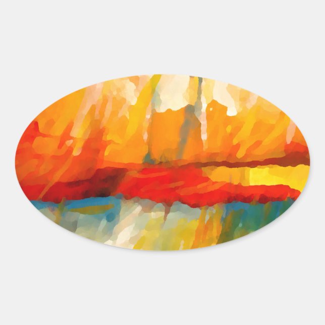 Modern Abstract Expressionist Painting Oval Sticker (Front)