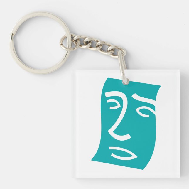 Modern Abstract Face Line Art Teal (Devant)