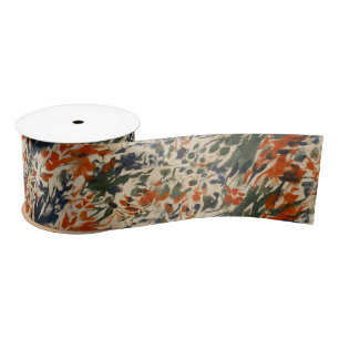 Modern Abstract Fall Wildflowers Gift Wrapping Satin Ribbon
