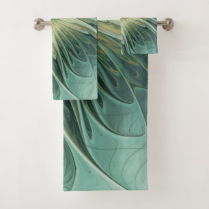 Modern Abstract Fantasy Flower Fractal Art Bath Towel Set