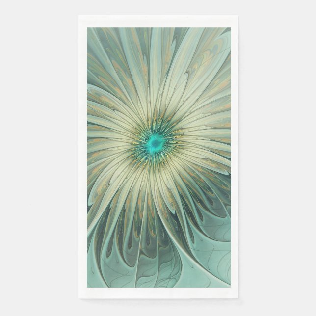 Modern Abstract Fantasy Flower Fractal Art Napkin (Front)