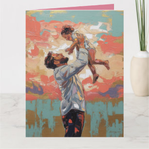 Modern Abstract Father and Child Painting Card