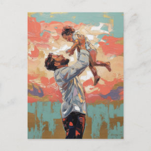 Modern Abstract Father and Child Painting Postcard