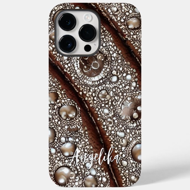 Modern Abstract Faux Leather Lines Customizable Case-Mate iPhone Case (Back)