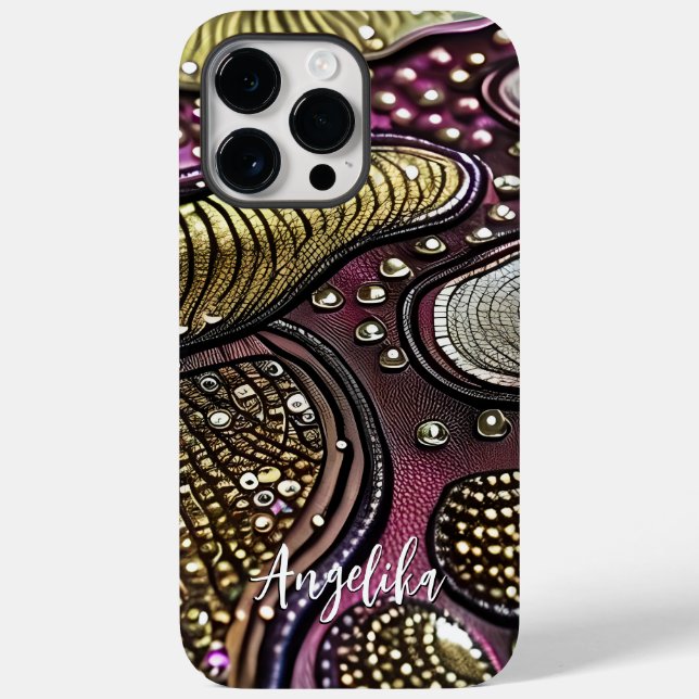 Modern Abstract Faux Leather Lines Customized  Case-Mate iPhone Case (Back)