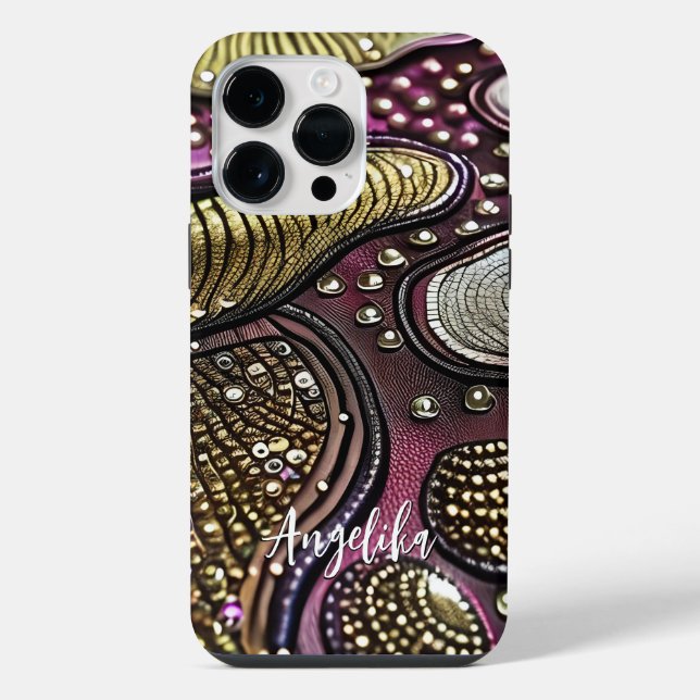 Modern Abstract Faux Leather Lines Customized  iPhone Case (Back)