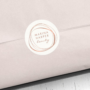 Modern Abstract Faux Rose Gold Logo Classic Round Sticker
