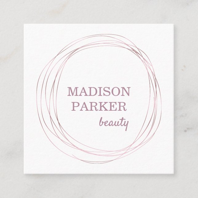 Modern Abstract Faux Rose Gold Square Business Card (Front)