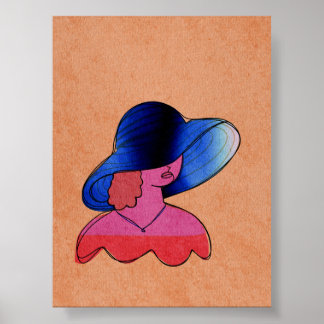Modern Abstract Female Portrait Art Poster