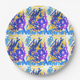 Modern Abstract Festive Paint Splash Paper Plate