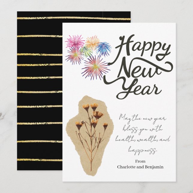 Modern Abstract Firework Happy New Year 2023  Holiday Card (Front/Back)