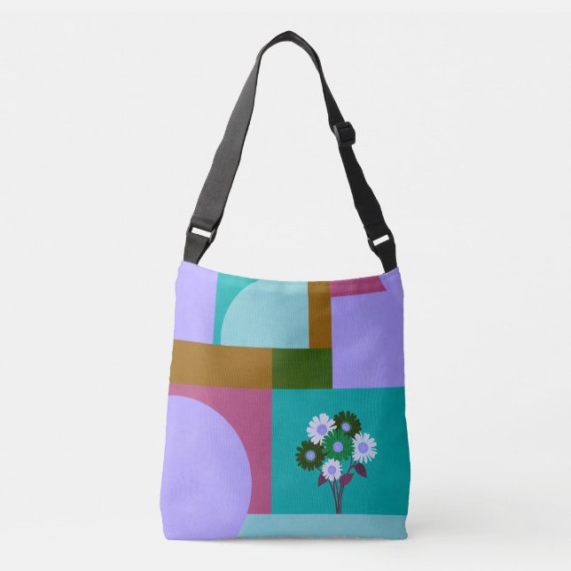 Modern Abstract Floral Colour Block Tote Bag (Front)