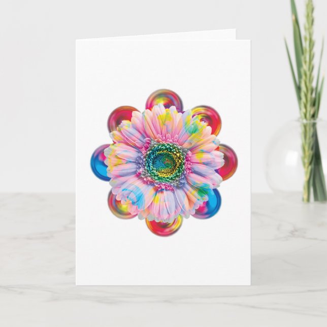 Modern, abstract floral design greetings card (Front)