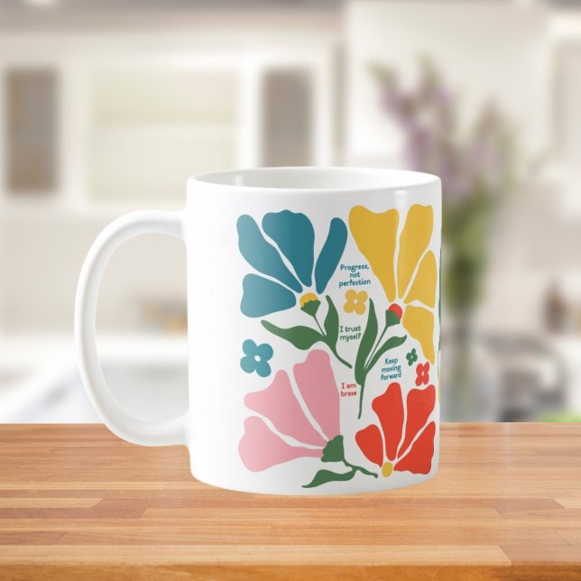 Modern Abstract Floral Gift, Positive Affirmation Coffee Mug (Creator Uploaded)